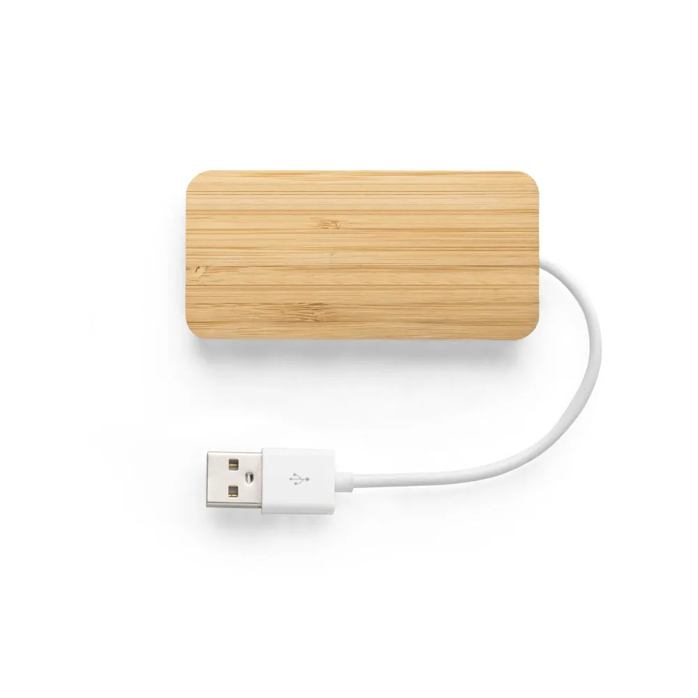 MOSER. Hub em bambu com 2 portas que permite a transferência de dados