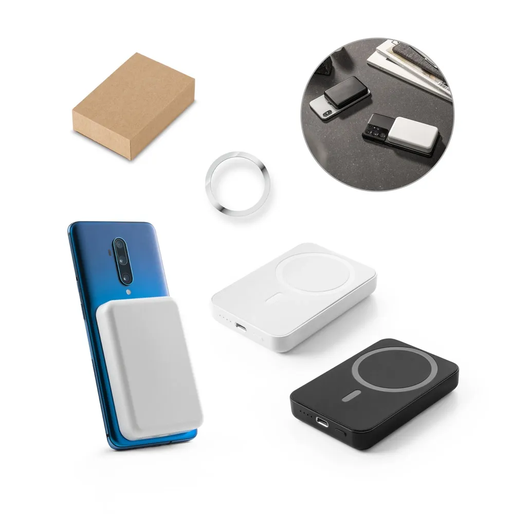 AMPERE. Bateria portátil em ABS 100% reciclado e bateria em lítio 5 000 mAh
