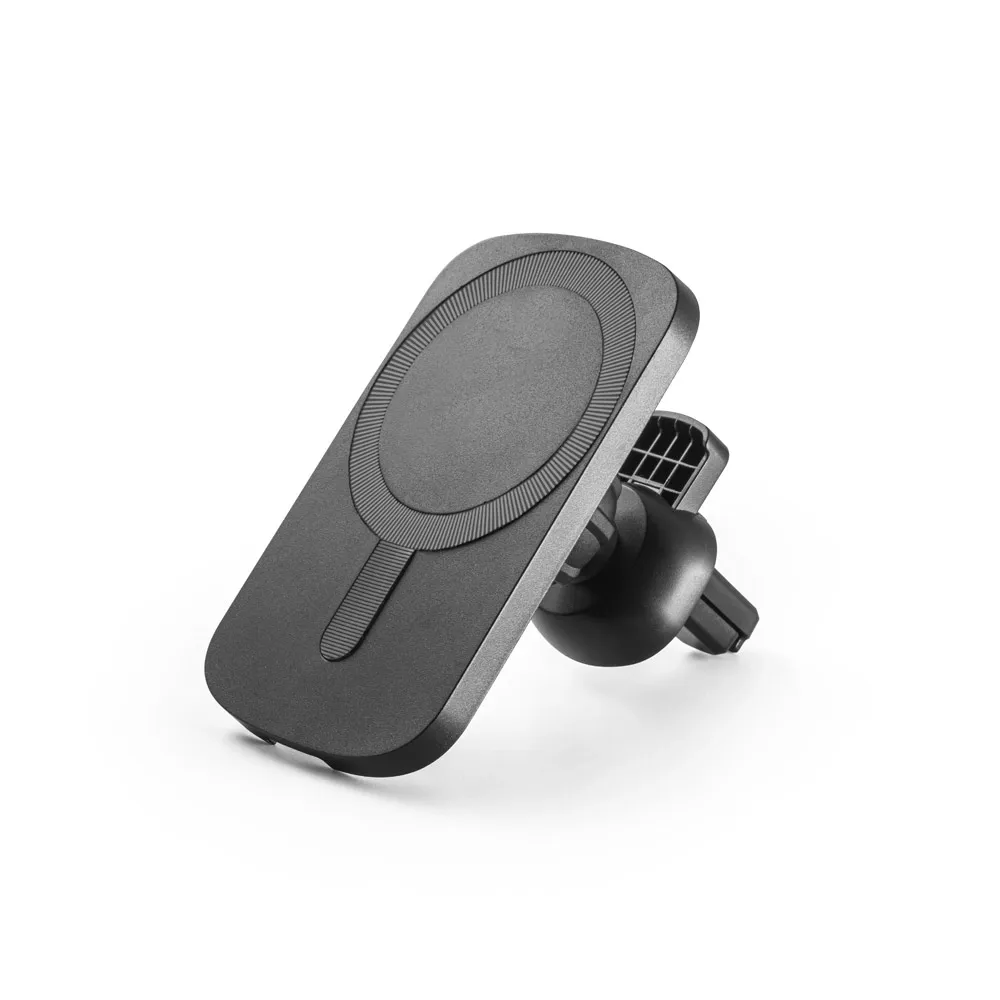 KOCH. Carregador magnético wireless super-rápido em ABS 60% reciclado e silicone com a funcionalidade de suporte para carro