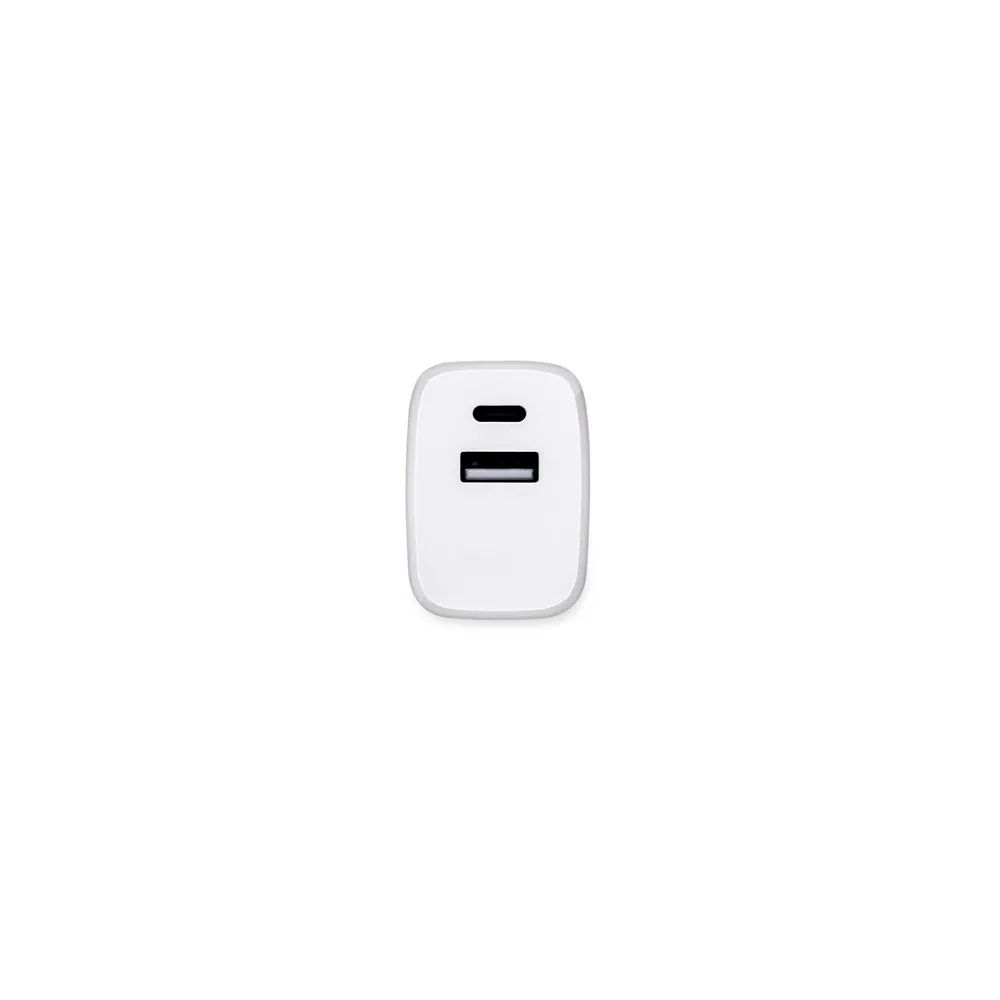 WEGENER. Adaptador de corrente com porta USB-A 18W e USB-C 20W em ABS 100% reciclado