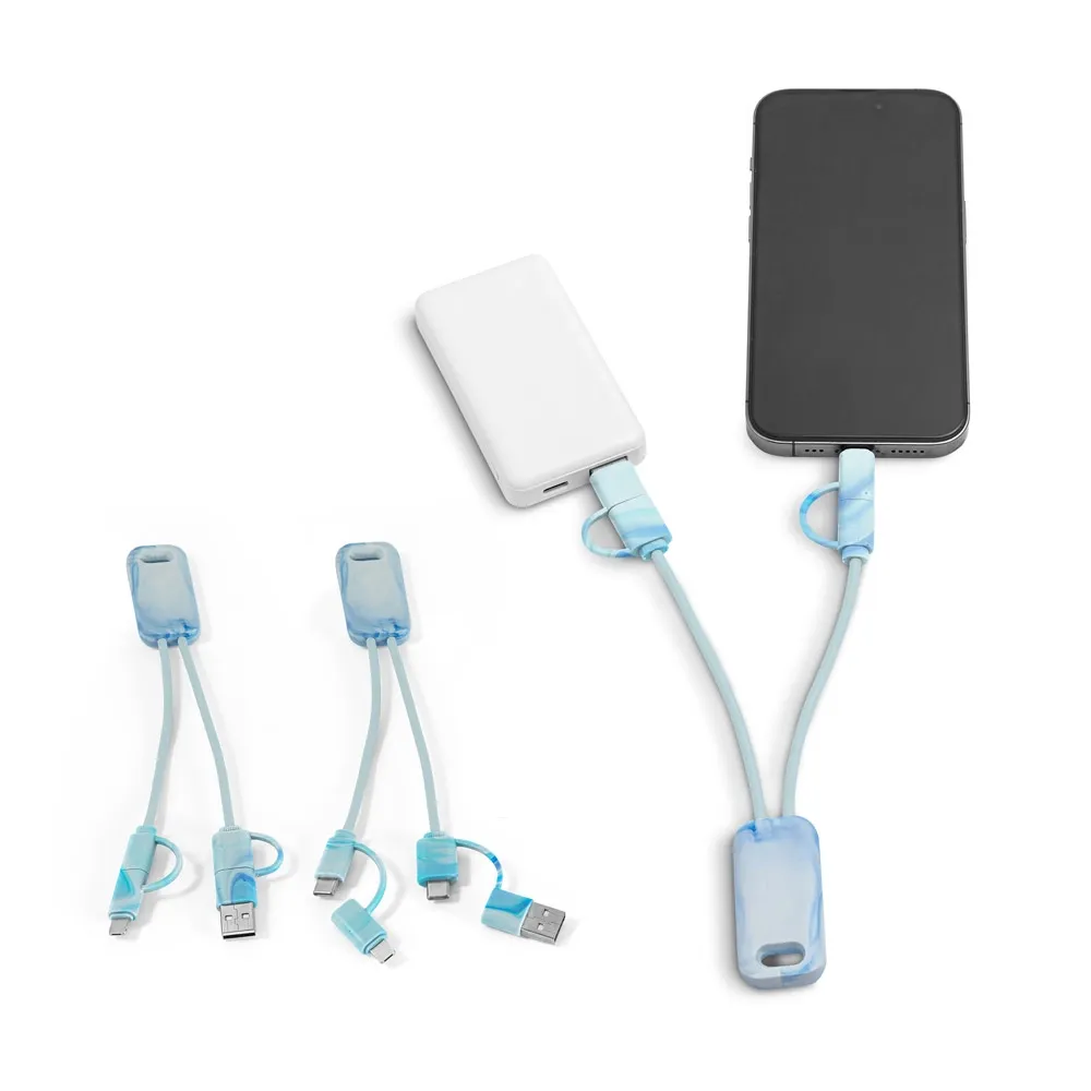 BERNERS. Cabo USB super-rápido 6 em 1 em PET 100% reciclado, permite a tranferência de dados