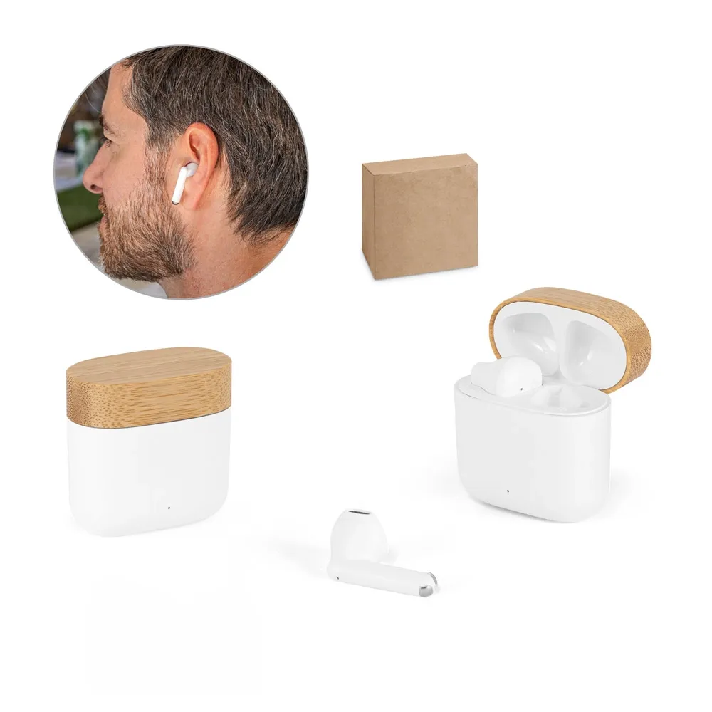 COBAIN. Fones de ouvido wireless em ABS 100% reciclado e bambu com autonomia de 5h-97193