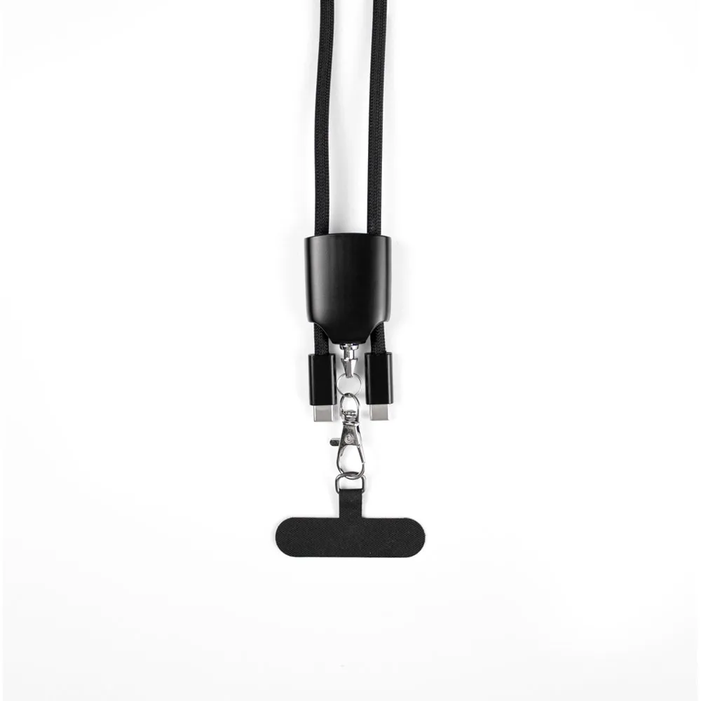ZEWAIL. Cordão lanyard com suporte para celular incluso, cabo USB-C e diversos adaptadores em ABS reciclado e TPE reciclado