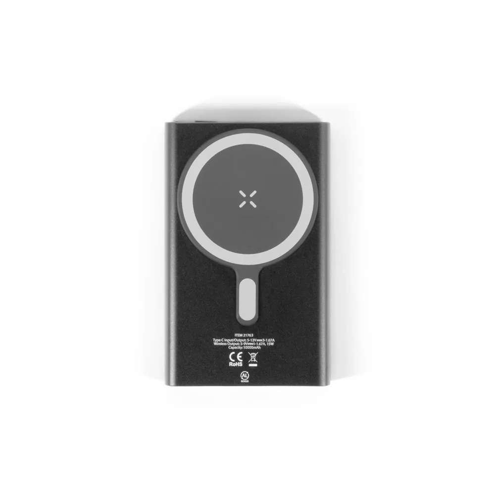 WRIGHT 5. Bateria portátil magnética com carregamento super-rápido em alumínio reciclado e ABS reciclado (5 000 mAh)