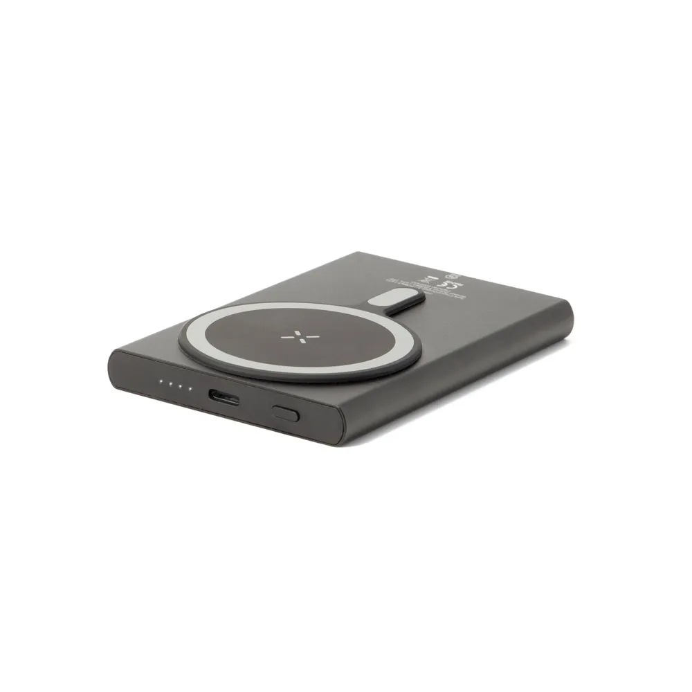 WRIGHT 5. Bateria portátil magnética com carregamento super-rápido em alumínio reciclado e ABS reciclado (5 000 mAh)