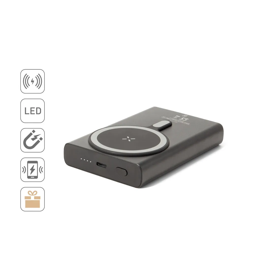 WRIGHT 10. Bateria portátil magnética com carregamento super-rápido em alumínio reciclado e ABS reciclado (10 000 mAh)-97216