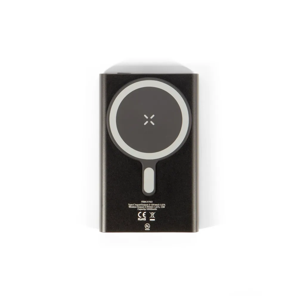 WRIGHT 10. Bateria portátil magnética com carregamento super-rápido em alumínio reciclado e ABS reciclado (10 000 mAh)