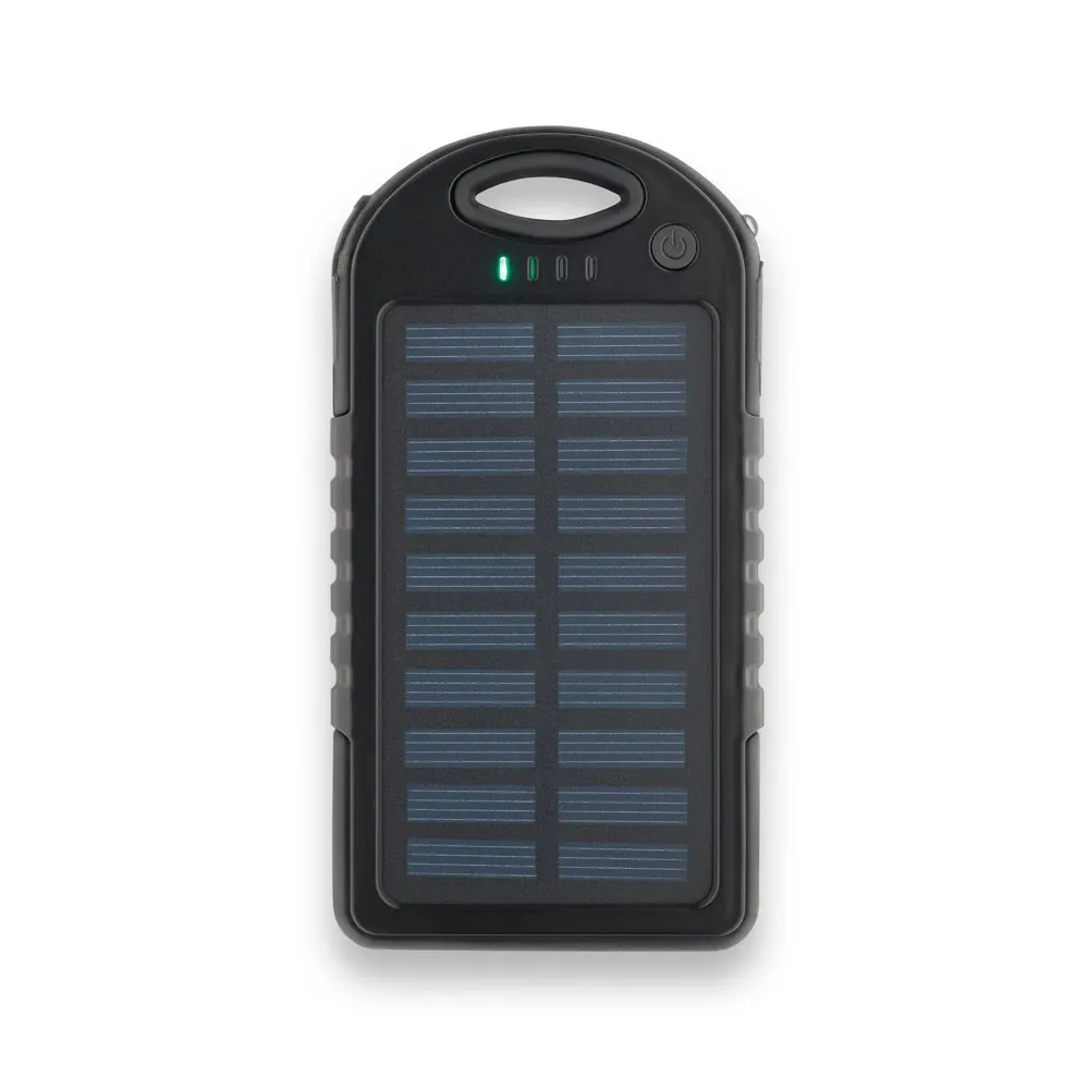 DAY. Bateria portátil solar em ABS com painel solar, LED e capacidade de 2 000 mAh