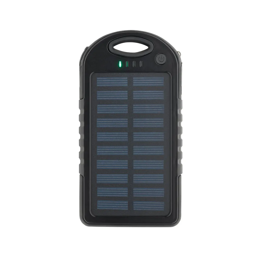 DAY. Bateria portátil solar em ABS com painel solar, LED e capacidade de 2 000 mAh