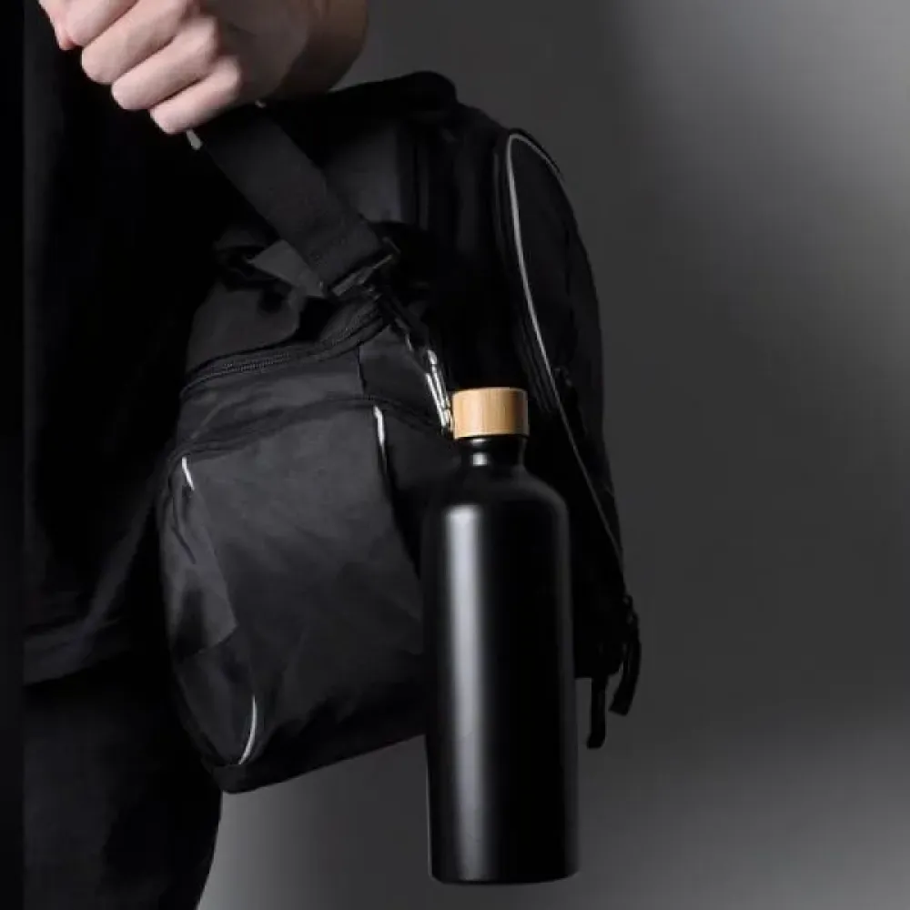 GARRAFA EM ALUMÍNIO PRETA - 1 LITRO