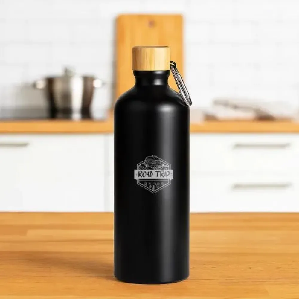 GARRAFA EM ALUMÍNIO PRETA - 1 LITRO