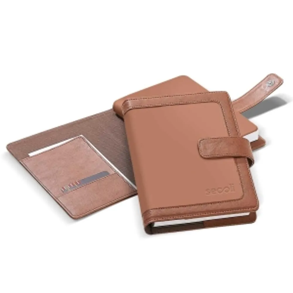 Agenda Capa PU com Aba de Fecho e Bolso Interno