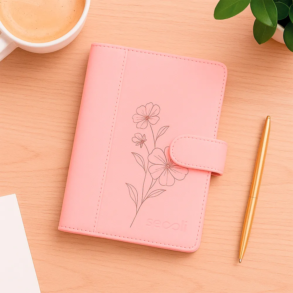 Agenda Capa PU com Aba de Fecho e Porta-Cartões