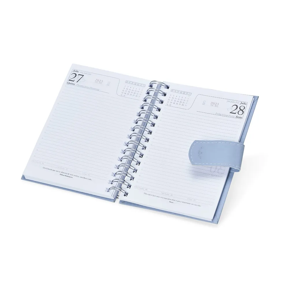 #Agenda Diária Wire-o 2023 com Fecho e Suporte pra Caneta