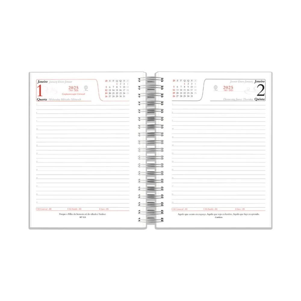 Agenda Wire-o Metalizada Azul com Prata