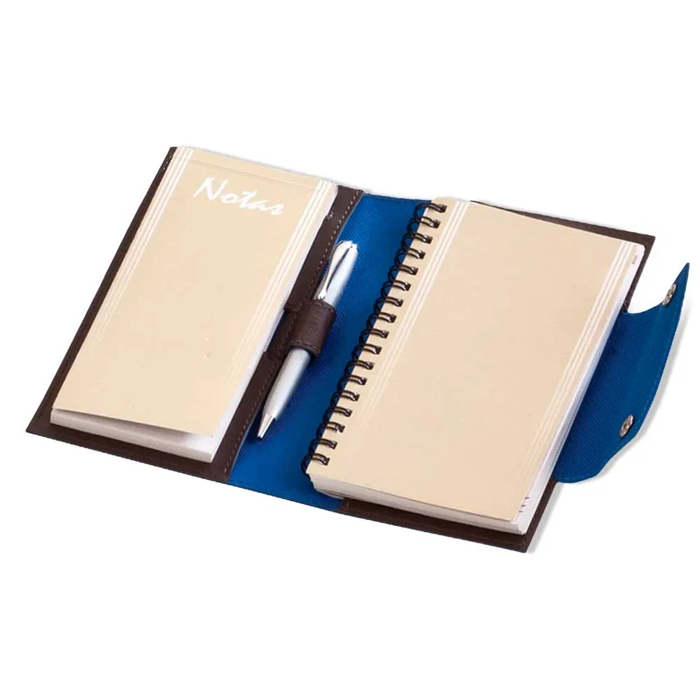 Agenda com Capa Sintética Estilo Carteira e Aba Frontal com Dois Botões de Pressão e Porta-Caneta