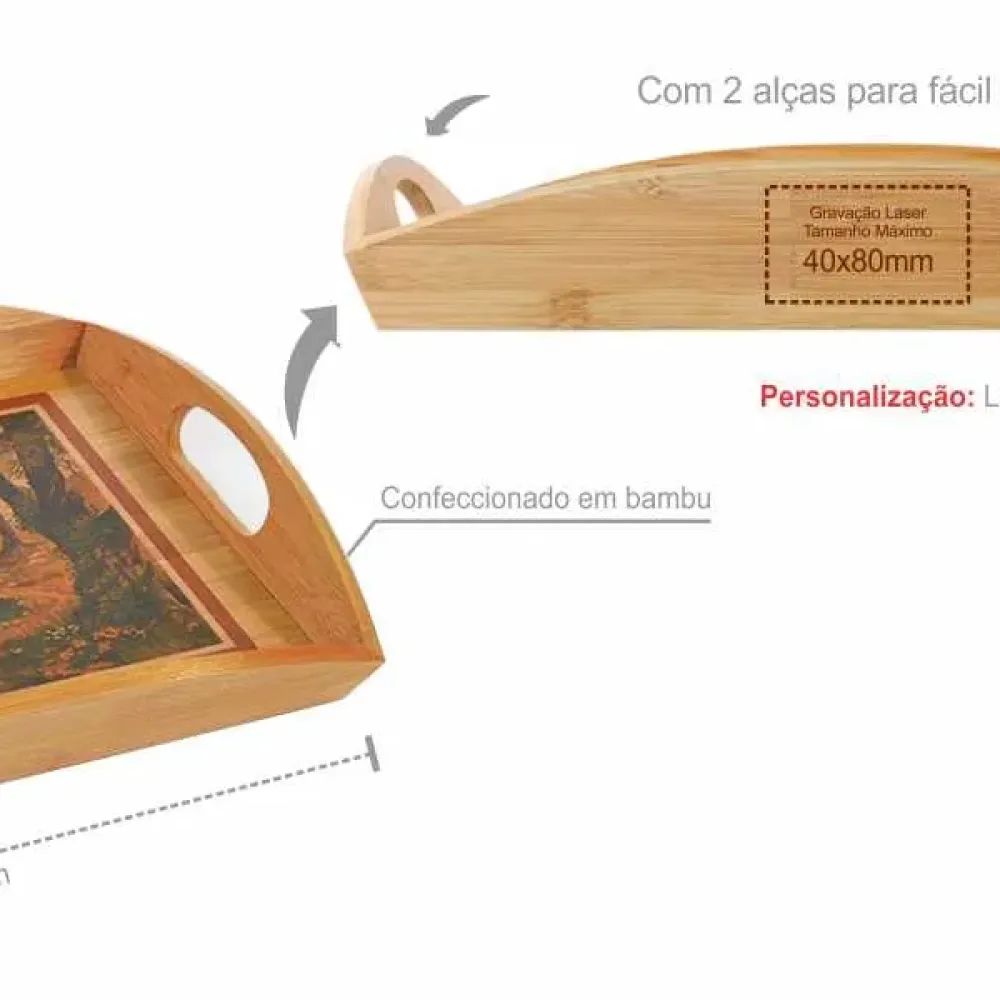 BANDEJA PARA SERVIR EM BAMBU ITÁLIA RETANGULAR - 40 CM
