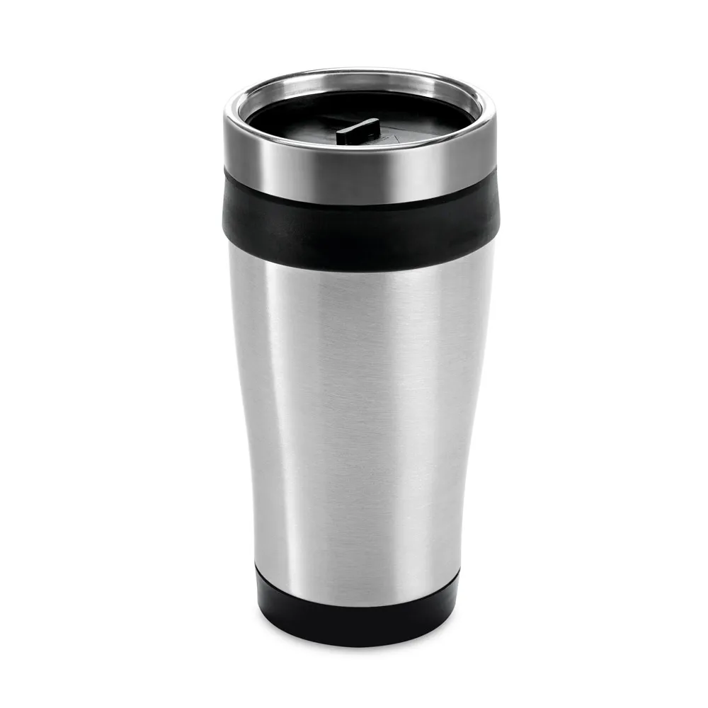 BATUM. Copo de viagem em aço inox e PP, térmico com parede dupla isolada a ar (420 mL)