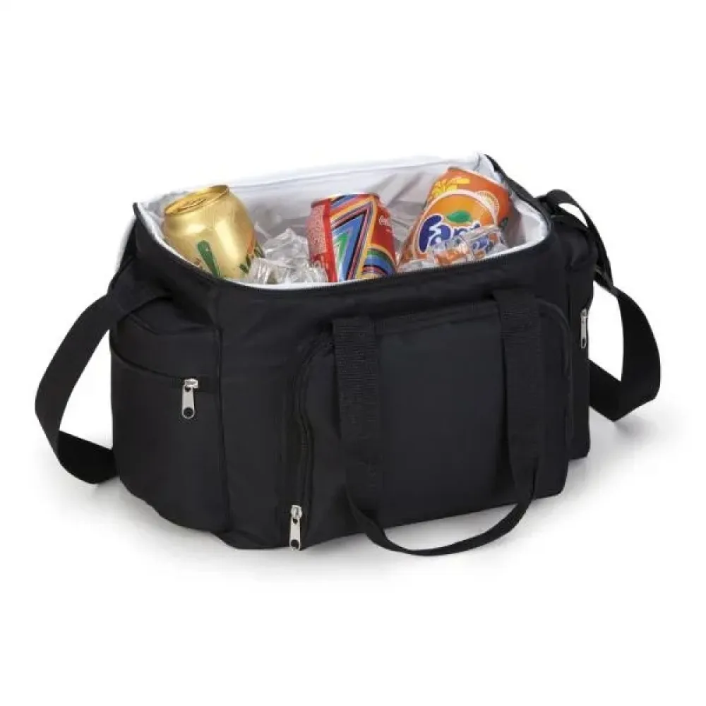 BOLSA TÉRMICA PRETA EM POLYESTER 600D, 300D E PEVA - 15L-MA-15141