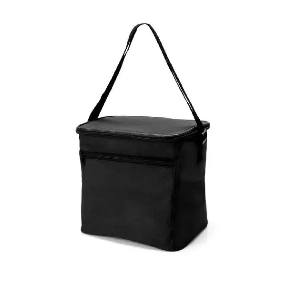 BOLSA TÉRMICA PRETA EM POLYESTER 600D/PEVA - 27X20X25CM