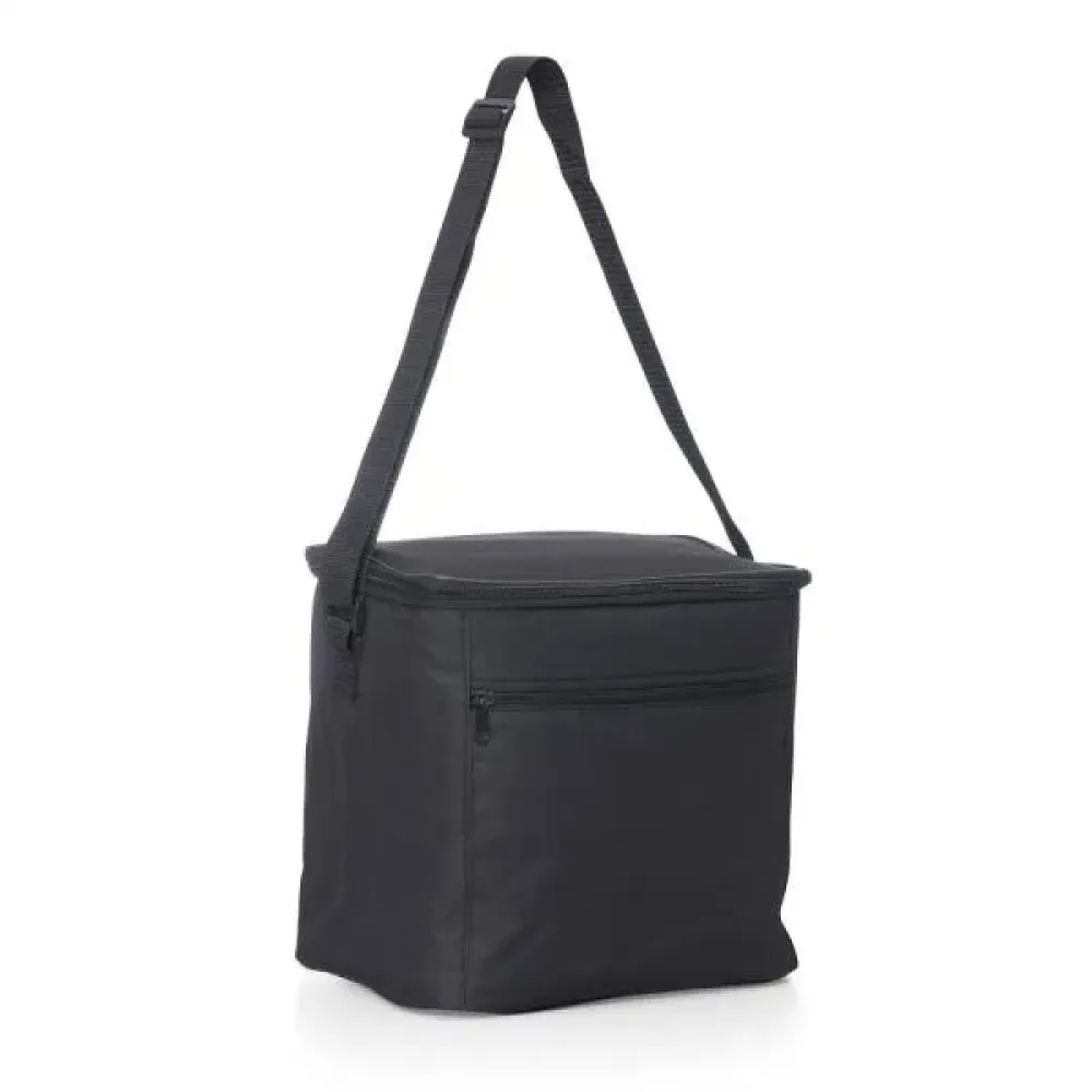 BOLSA TÉRMICA PRETA EM POLYESTER 600D/PEVA - 27X20X25CM