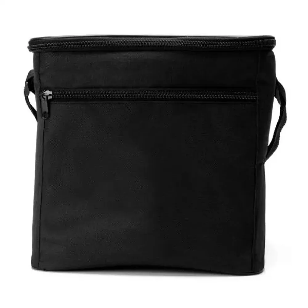 BOLSA TÉRMICA PRETA EM POLYESTER 600D/PEVA - 27X20X25CM