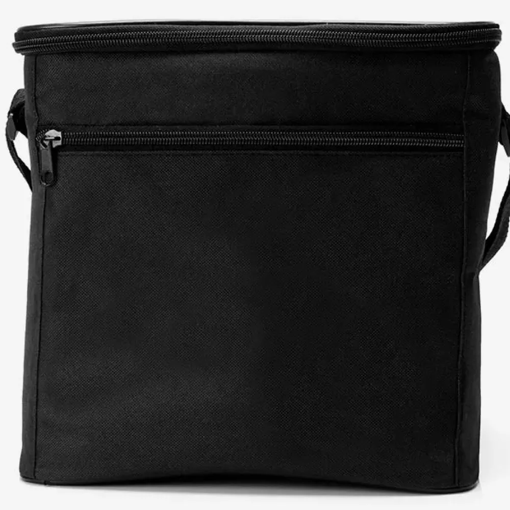 BOLSA TÉRMICA PRETA EM POLYESTER 600D/PEVA - 27X20X25CM