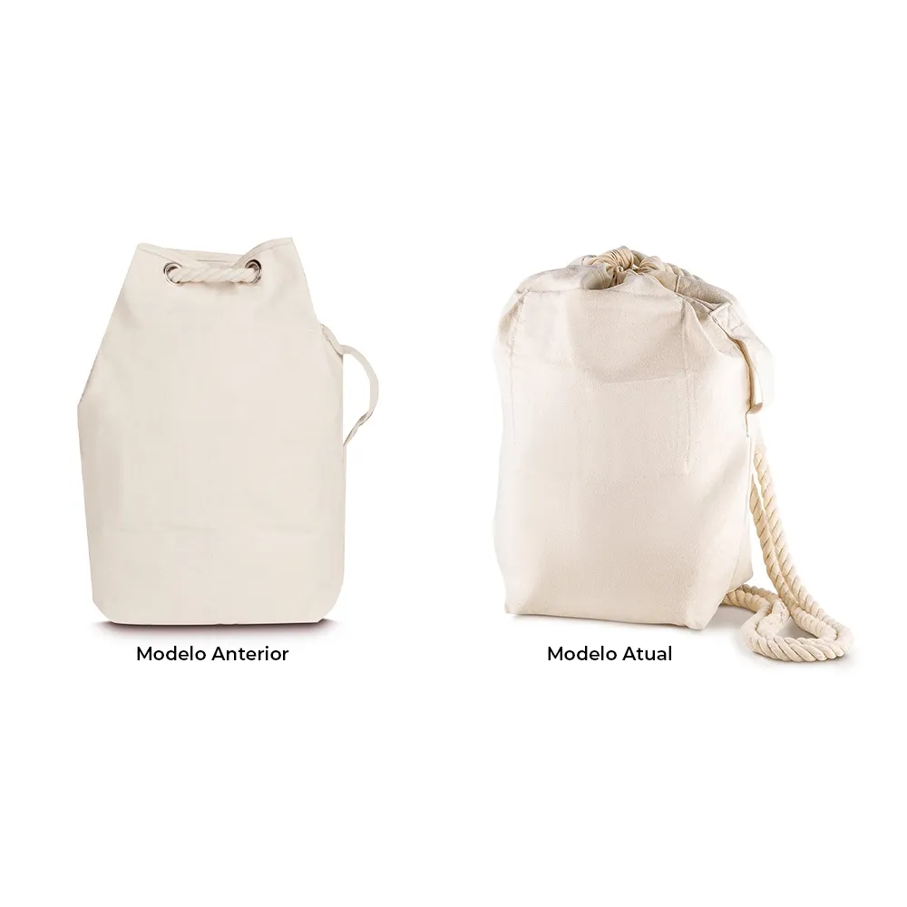 Sacola/Mochila em algodão 450g/m2 (42x35x14,5cm)