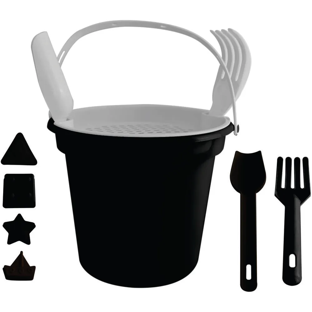 Balde de Praia com peneira, pá e rastelo e 1 forma