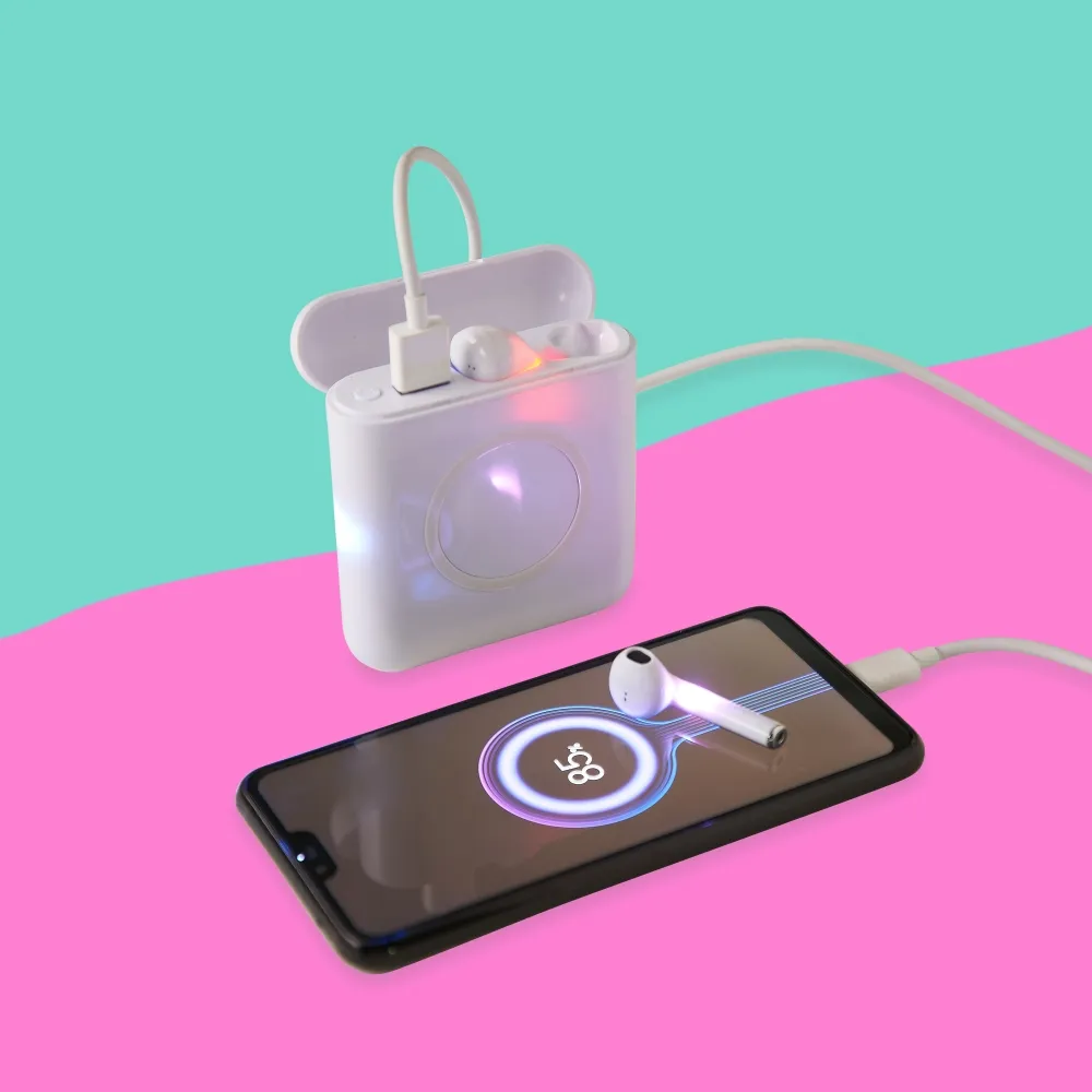 Power Bank Wireless com Fone de Ouvido Bluetooth modelo Earbud