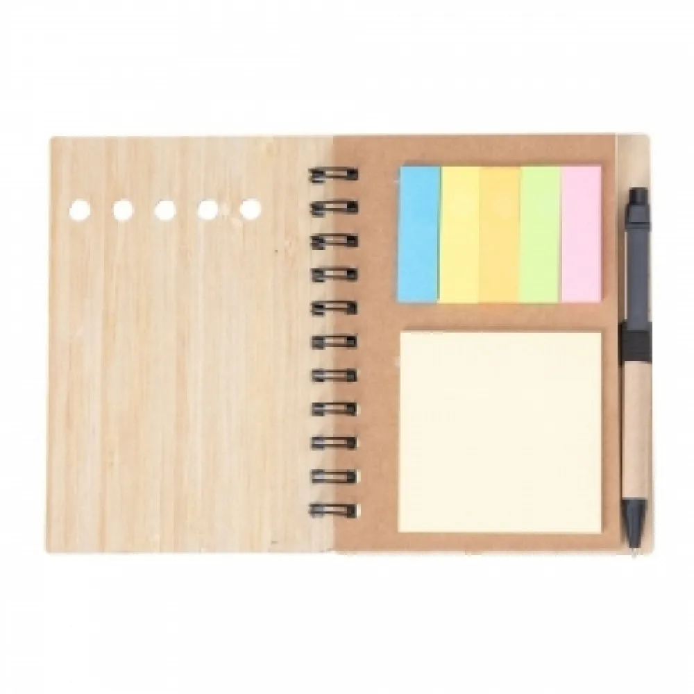 #Bloco de Anotações Bambu com Caneta