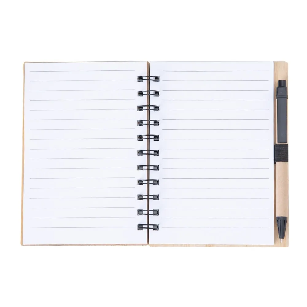 #Bloco de Anotações Bambu com Caneta