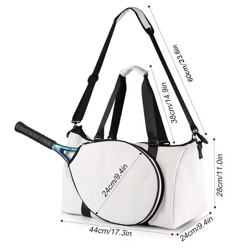 Bolsa Para Raquete De Tênis Com Alça De Ombro Removível Bolsa Para Raquete De Tênis Branca