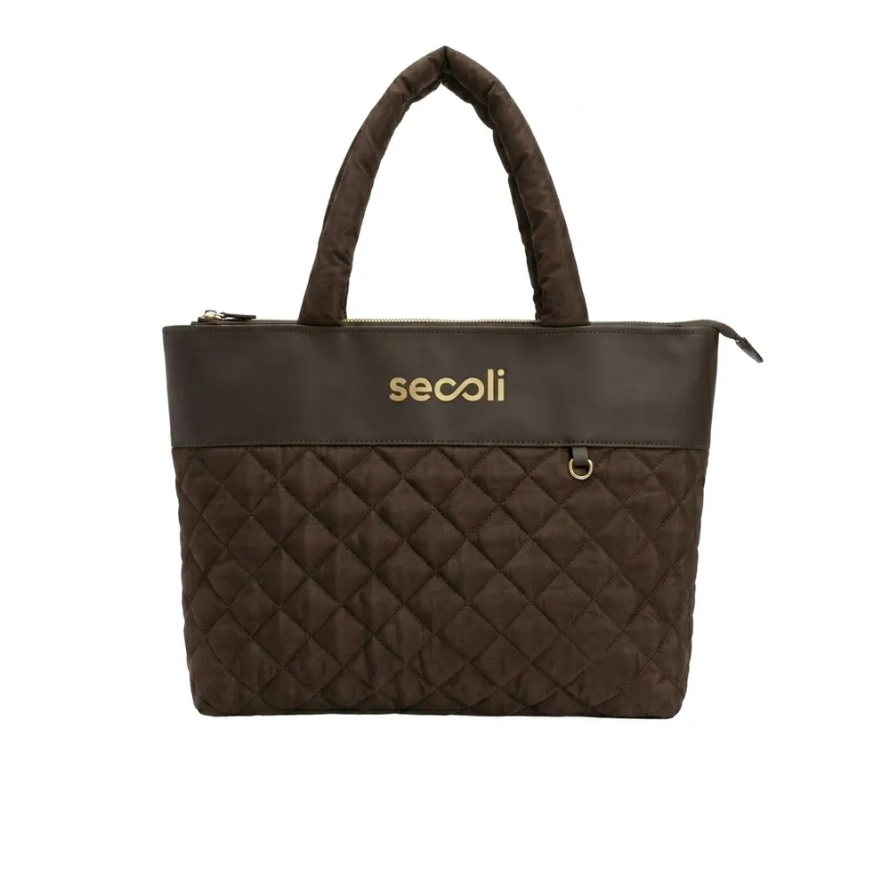Bolsa Tote Bag Matelassê com Aba em Couro Sintético-BOL-14488