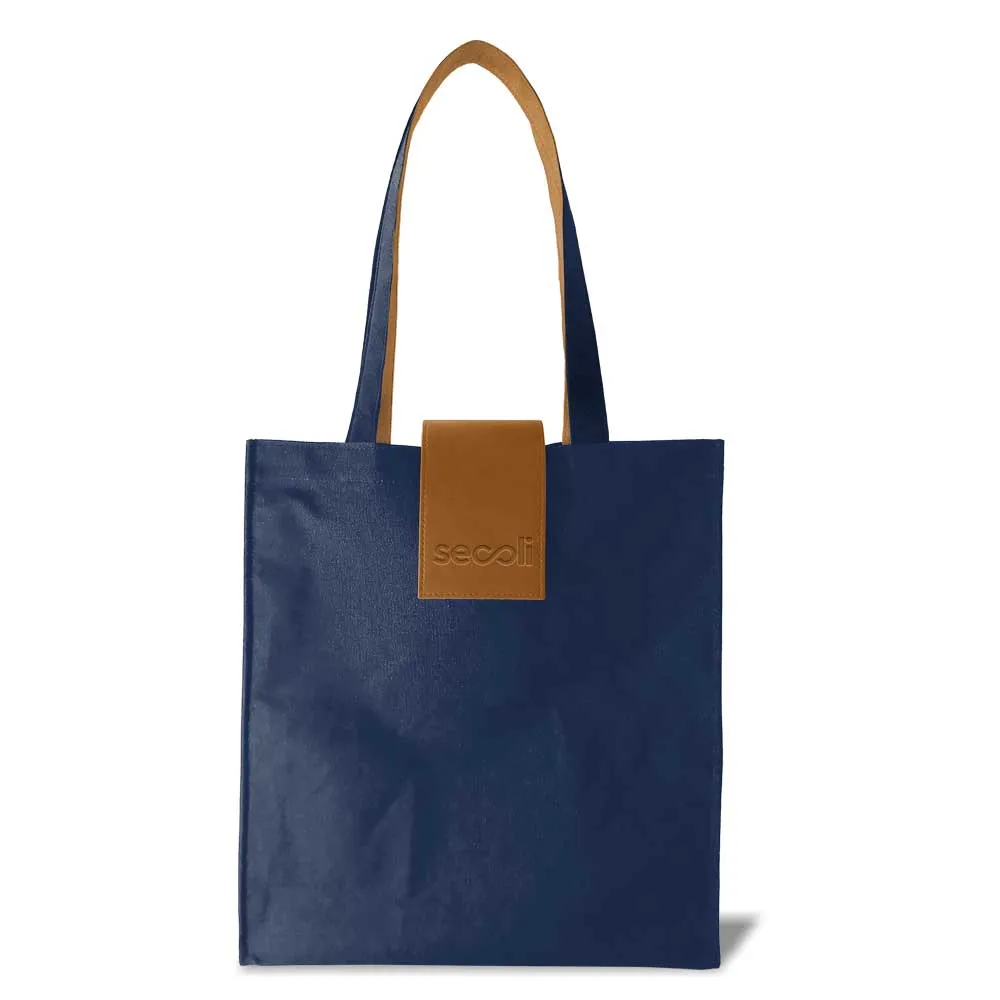 Bolsa com Alças Bicolores e Detalhe em Couro