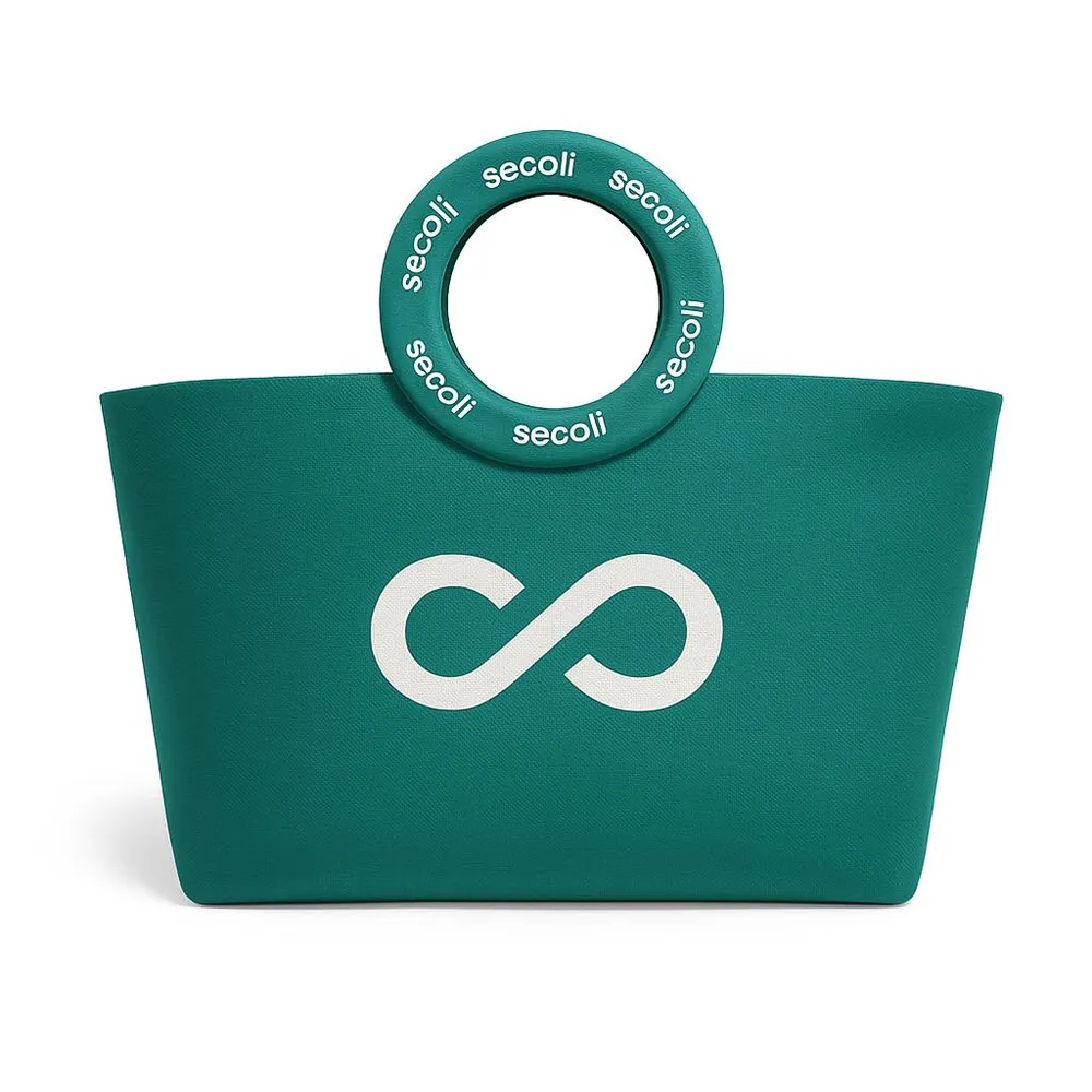 Bolsa com Alças Circulares e Estampa Infinito