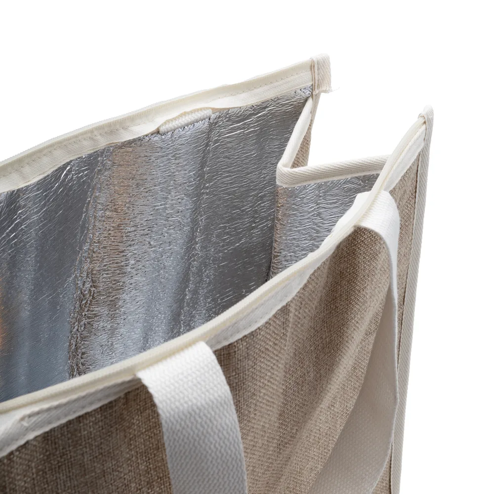 Bolsa térmica em algodão e juta sintética