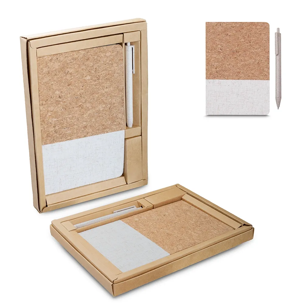 Kit Escritório A5 Capa em Cortiça e Caneta P Reciclado