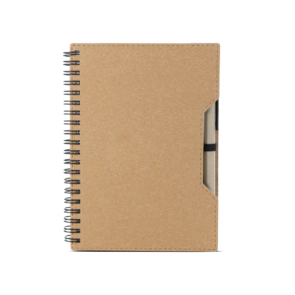 Caderno capa em papelão reciclado com caneta