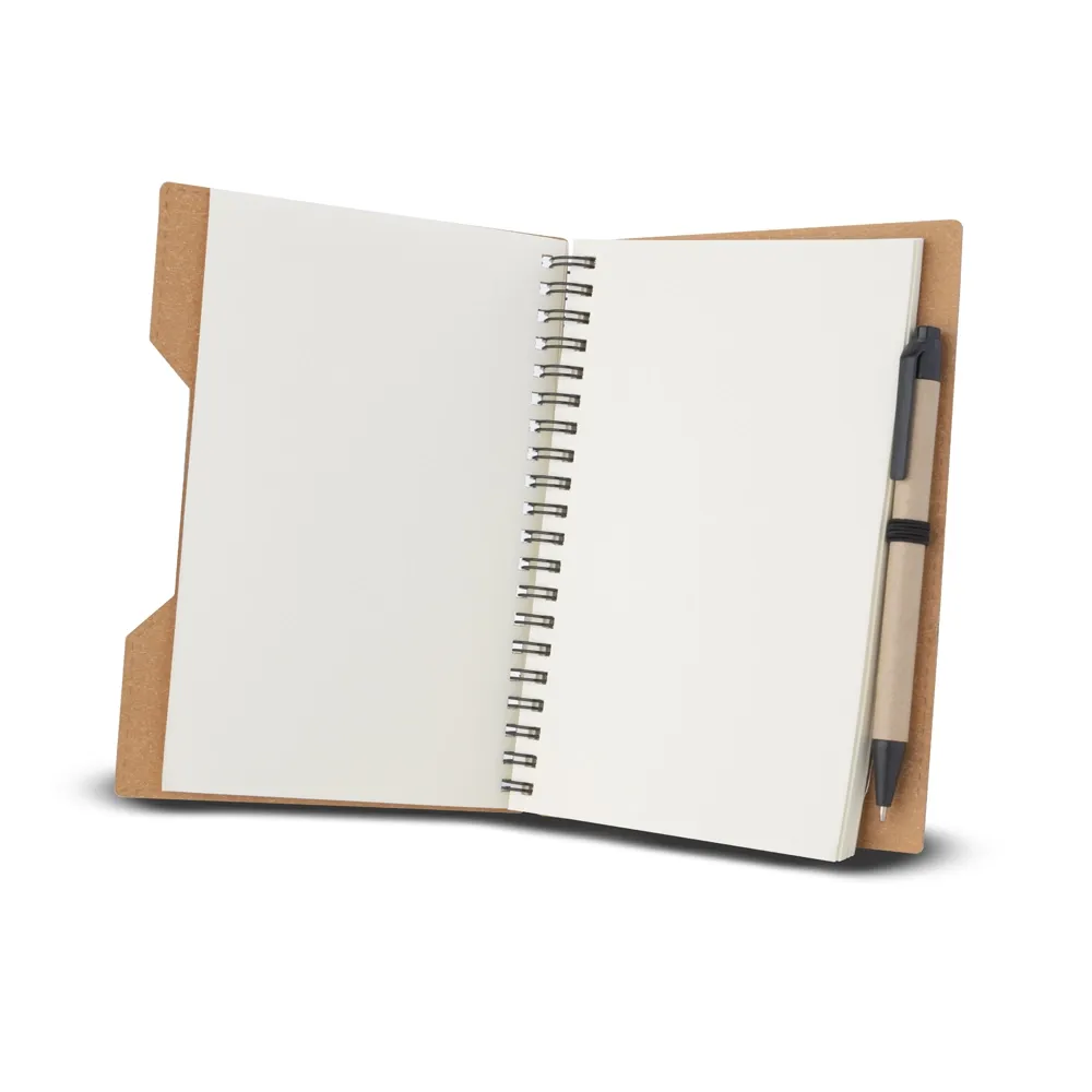 Caderno capa em papelão reciclado com caneta