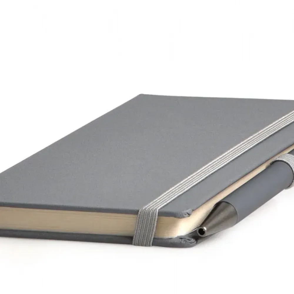 CADERNETA P/ ANOTAÇÕES COM CANETA - CINZA
