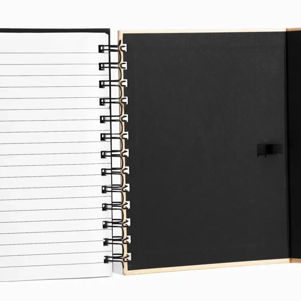 CADERNO ESPIRAL COM CAPA DURA PRETO / BEGE-LE-33101-NA