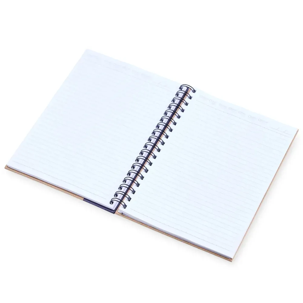 CADERNO PAUTADO COM WIRE-O - 23X18CM - BEGE/AZUL