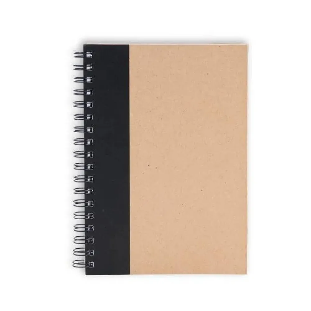 CADERNO PAUTADO COM WIRE-O - 23X18CM - BEGE/PRETO-LE-30641