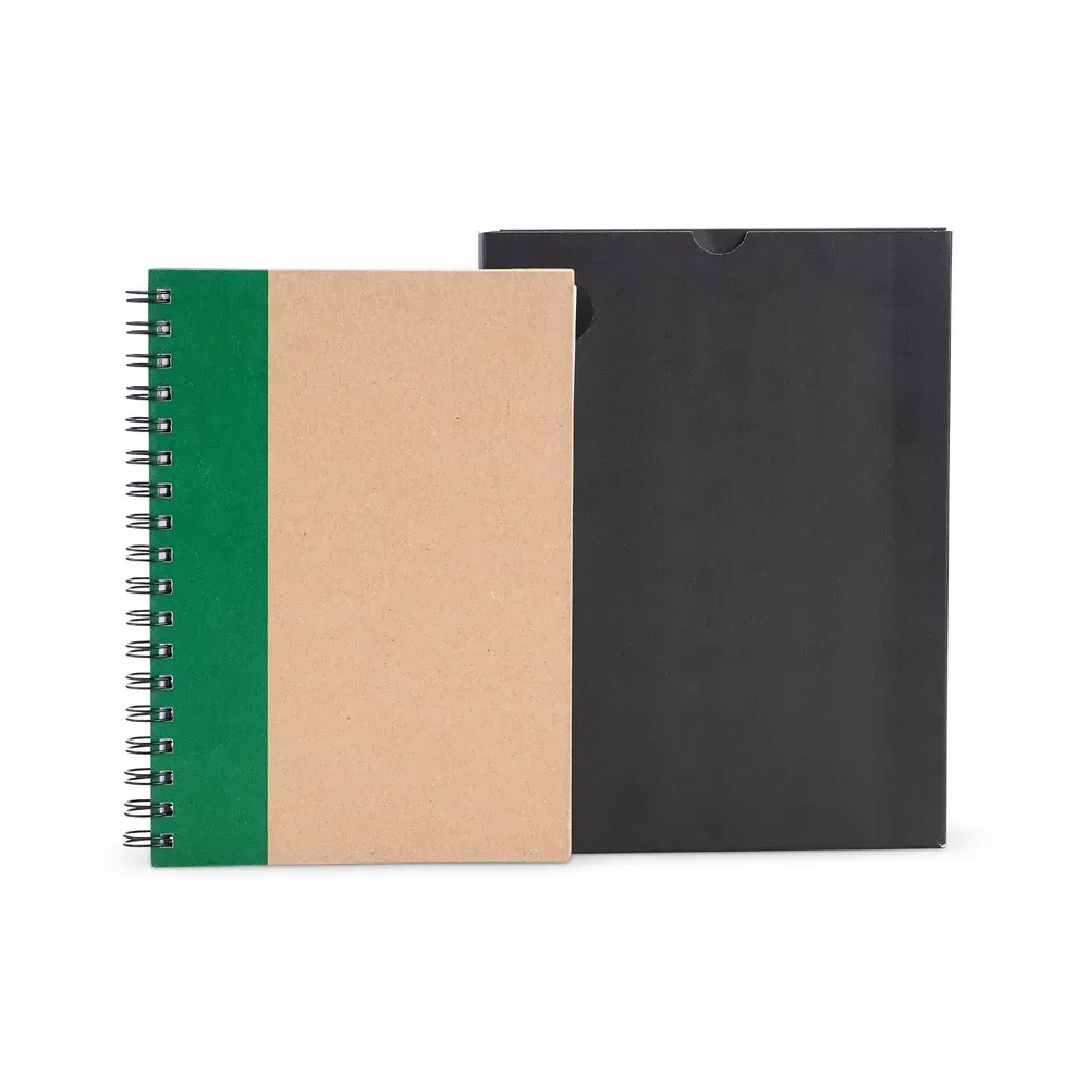 CADERNO PAUTADO COM WIRE-O - 23X18CM - BEGE/VERDE-LE-30645