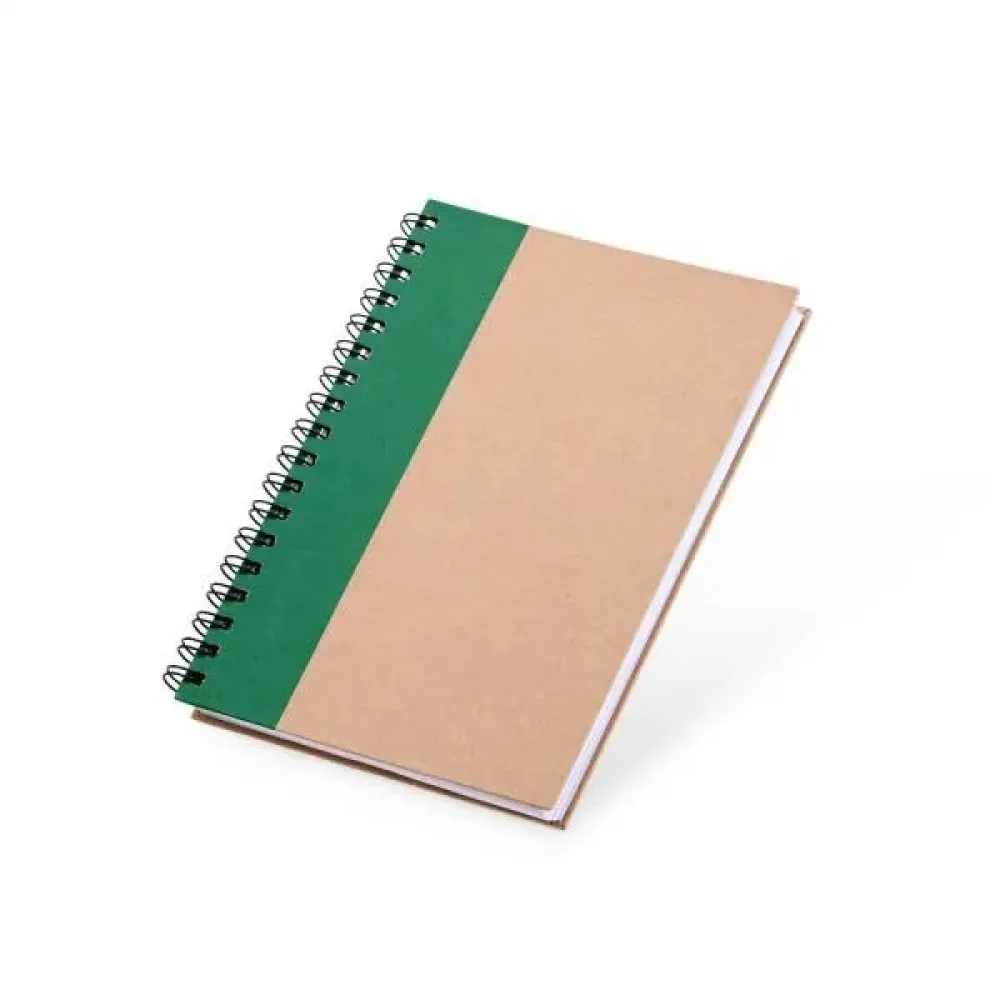 CADERNO PAUTADO COM WIRE-O - 23X18CM - BEGE/VERDE