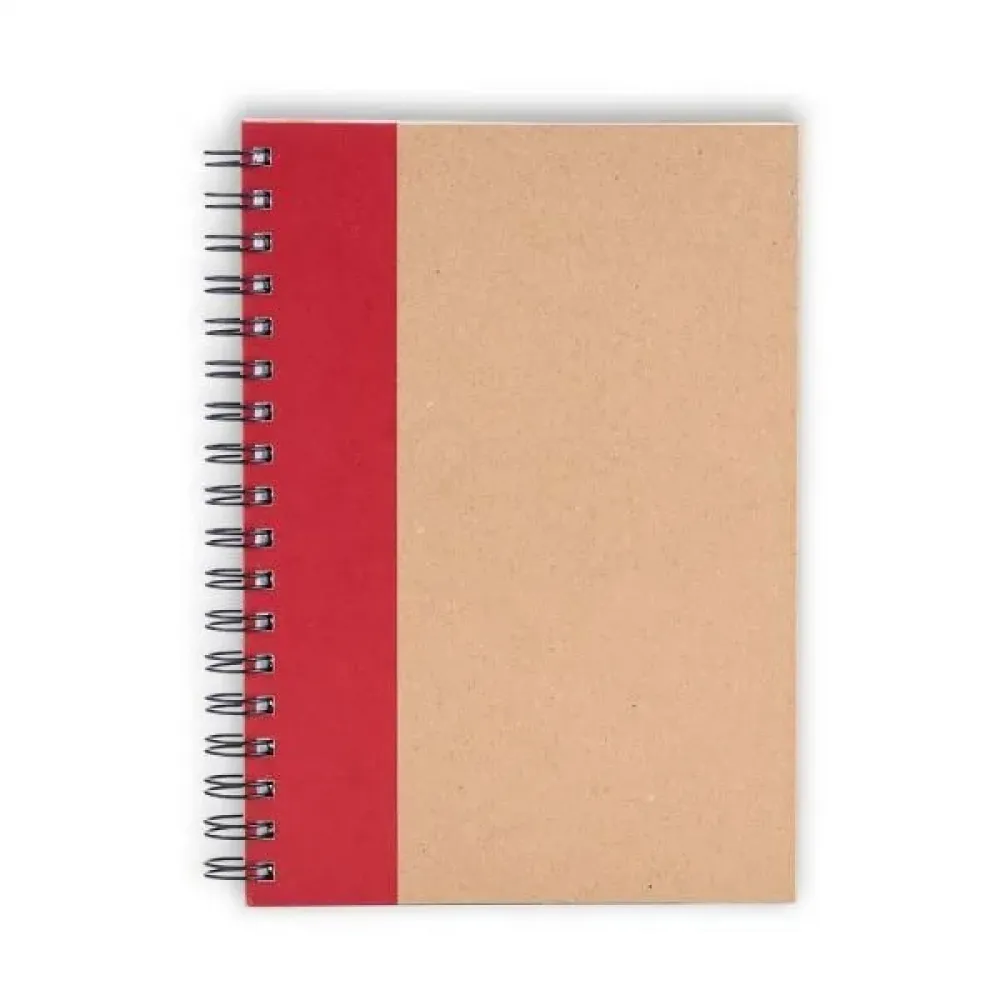 CADERNO PAUTADO COM WIRE-O - 23X18CM - BEGE/VERMELHO