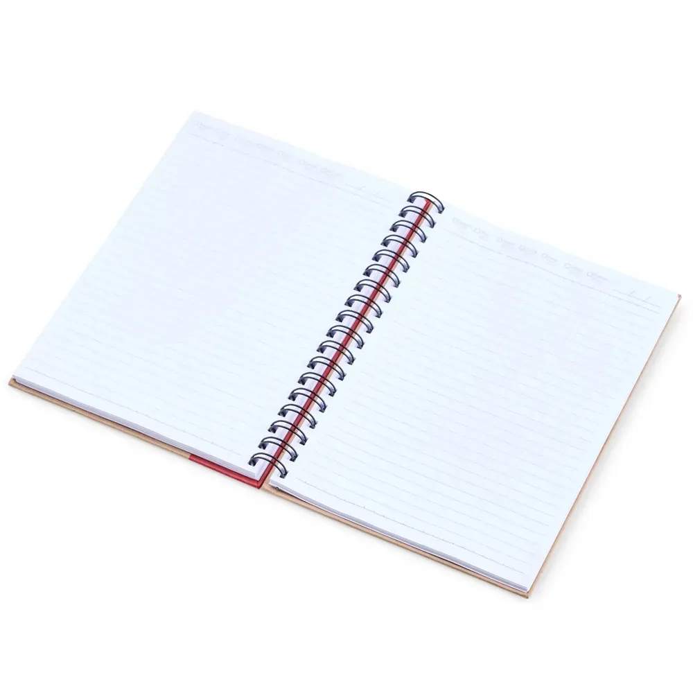 CADERNO PAUTADO COM WIRE-O - 23X18CM - BEGE/VERMELHO