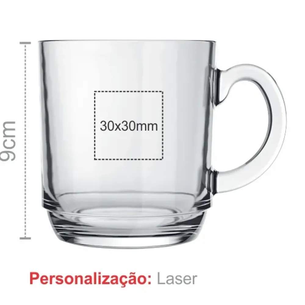 CANECA EM VIDRO COM 300ML E EMBALAGEM