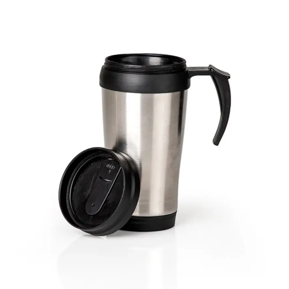 CANECA REVESTIDA EM AÇO INOX - 400 ML - PRETA-IC-X0411